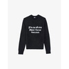 Slogan crew-neck relaxed-fit stretch alpaca-blend jumper