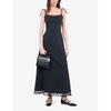 Lace-trim fitted-waist woven maxi dress