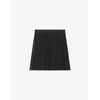 High-rise pleated wool-blend mini skirt