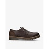 Sandstone leather and canvas derby shoes