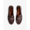 Brand-plaque snakeskin-embossed leather loafers