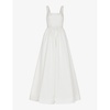 Lettie square-neck woven maxi wedding dress