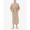 Shawl-collar removable-belt organic-cotton robe