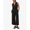 Bella notch-lapel wrap linen jumpsuit