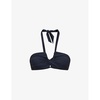 Collective twist-detail halterneck recycled nylon-blend bikini top