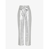 Cosmo straight-leg high-rise metallic-leather trousers