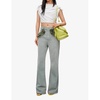 Loewe x Paula's Ibiza raffia-trim flared-leg mid-rise jeans