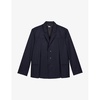 Lapel-collar single-breasted striped wool blazer