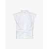 Louisa tie-knot sleeveless cotton shirt