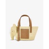 Elephant small raffia and leather shoudler bag