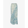 Floral-print high-rise woven midi skirt