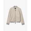 Diego ribbed-trim slim-fit suede bomber jacket