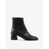 Amber square-toe leather heeled ankle boots