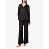 Elasticated-waistband brand-monogram wide-leg mid-rise satin pyjama trousers