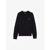 Logo-patch crew-neck stretch wool-blend jumper