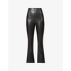 Cropped flared high-rise faux-leather trousers