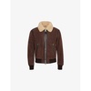 Shearling-collar leather blouson jacket