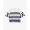 Rhinestone-embellished stripe-print cotton T-shirt