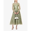 Sequin-embellished frill-trim recycled-polyester maxi dress