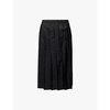 Pleated elasticated-waist woven kilt