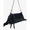 Fringe-embellished leather clutch bag