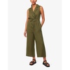 Bella notch-lapel wrap linen jumpsuit