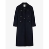 Patch-pocket button-down long wool-blend coat