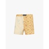 Floral print contrast-panel cotton shorts