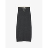 Double-waistband brushed wool-blend knitted maxi skirt