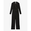 Wrap-over double-breasted woven trouser suit