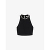 Rhinestone-embellished sleeveless cropped stretch-woven top