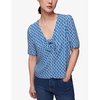 Geometric-print woven top