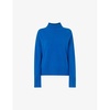 Double-trim funnel-neck wool jumper