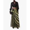 Abstract-print chiffon-texture regular-fit silk maxi skirt