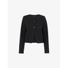 Anne padded-shoulder button-down stretch-woven jacket