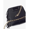 M mini logo-embossed fringed-trim leather cross-body bag