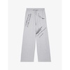 Slogan-print wide-leg cotton jogging bottoms