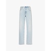 Faded-wash straight-leg high-rise jeans