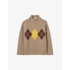 Geometric-motif relaxed-fit wool and silk-blend jumper