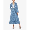 Daisy-motif A-line denim maxi skirt