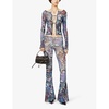 Papillon open-front printed sheer mesh cardigan