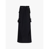 Cargo pocket stretch-woven midi skirt