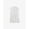 Wren peak-lapel sleeveless woven top