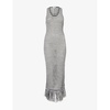 Asymmetric-hem slim-fit knitted maxi dress