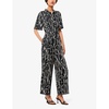 Bamboo-print straight-leg woven jumpsuit