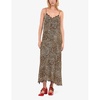 Leopard-print lace-trim woven maxi dress