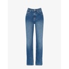 Faded straight-leg high-rise jeans