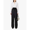 Relaxed-fit elasticated-waistband wool-blend trousers