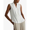 Wren peak-lapel sleeveless woven top