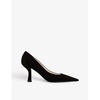 Linda curved-heel suede heeled court shoes